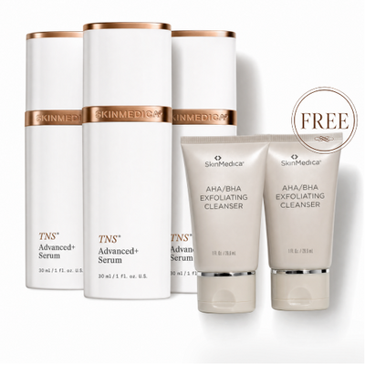 SkinMedica TNS Advanced+ Serum (1oz) – Buy 2 Get 1 Free + Bonus Gift (2x AHA/BHA Cleanser, 1oz)