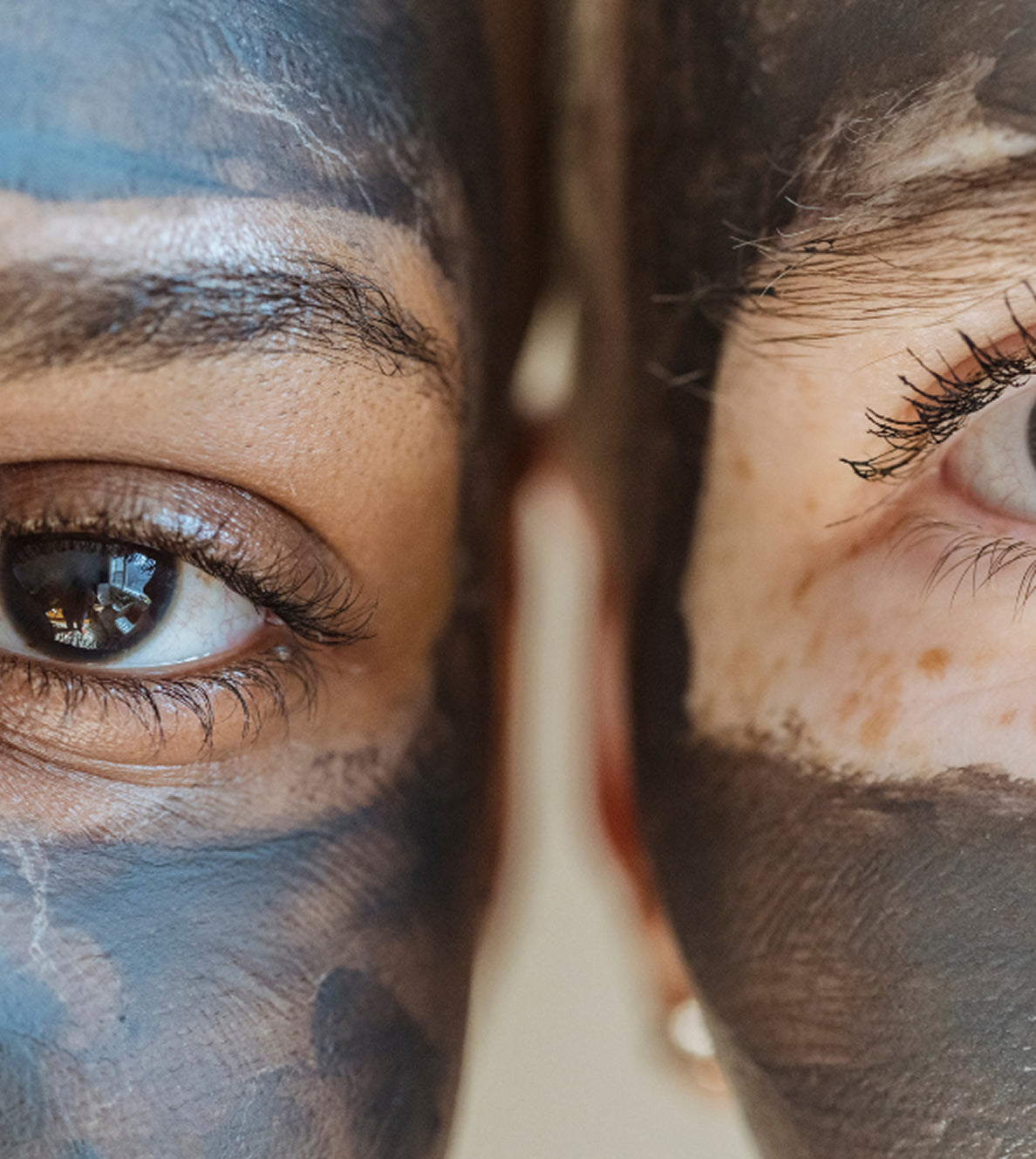 Close-up of two people's eyes with a blurred background